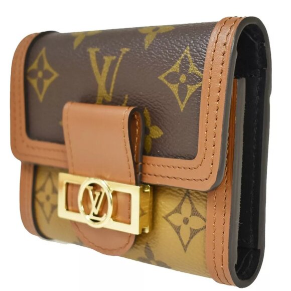 LOUIS VUITTON DAUPHINE COMPACT TRIFOLD WALLET MONOGRAM REVERSE LEATHER 50RC365 - Picture 11 of 14